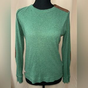 Lauren Ralph Lauren green long sleeve top elbow patches and zipper accent medium